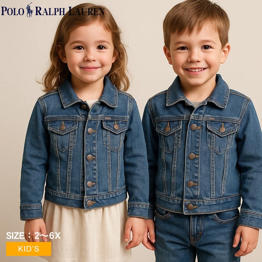 キッズ ジュニア 子供 アウター Gジャン 上着 羽織り デニム 長袖 ブランド ロゴ シンプル カジュアル DENIM TRUCKER JACKET 312698662