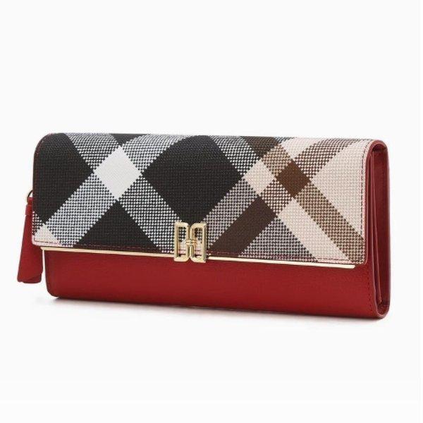 AK Bundang Branch レッドチェック DDロゴ レザー長財布 DCWA6E361R2