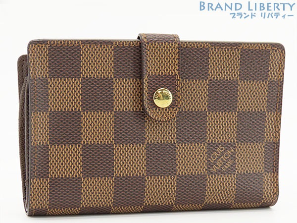 美品ルイヴィトンダミエポルトフォイユヴィエノワ二つ折りがま口財布コンパクト財布ダークブラウンN61674