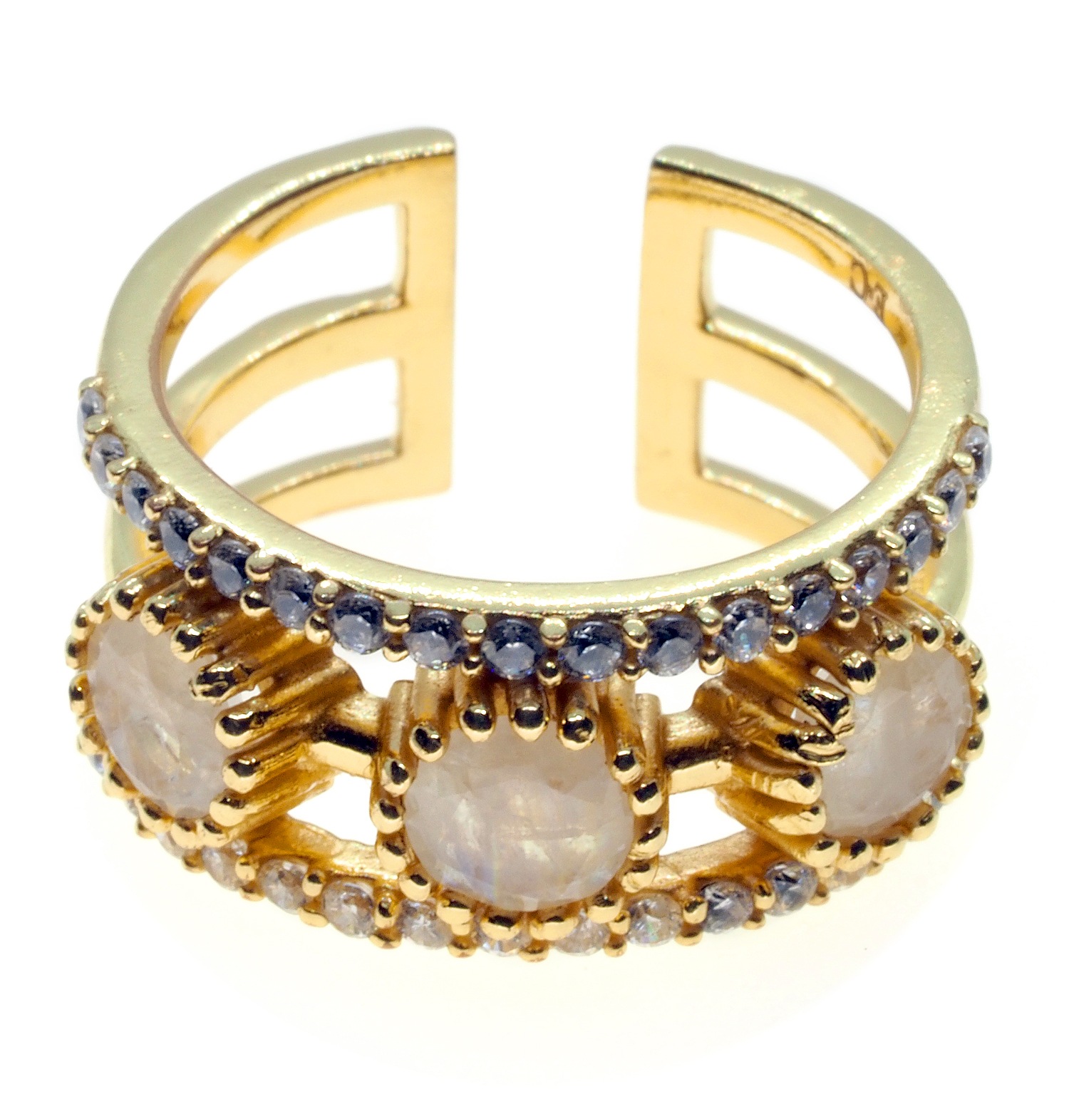 天然石ゴールドリング 愛の成就を助けるムーンストーン