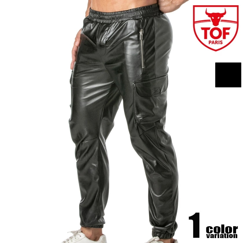 TOF PARIS/Trends Of Friends Kinky Cargo Sweat Pants for menフェイクレザー ロングパンツ ジョギングパンツ メンズ ボトムス ファッション ロ