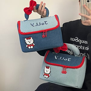 10個セット かわいい猫の家ポーチ女性大容量カートゥーン手提げ収納バッグ洗面バッグ持ち歩き