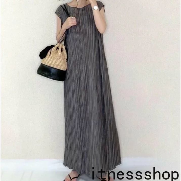 【期間特典】ギフト シャツワンピース レディース マキシワンピース ゆったり オシャレ きれいめ 上品 新作 可愛い 袖なし 体型カバー 美足 シンプル 丸首 カジュアル 春夏秋