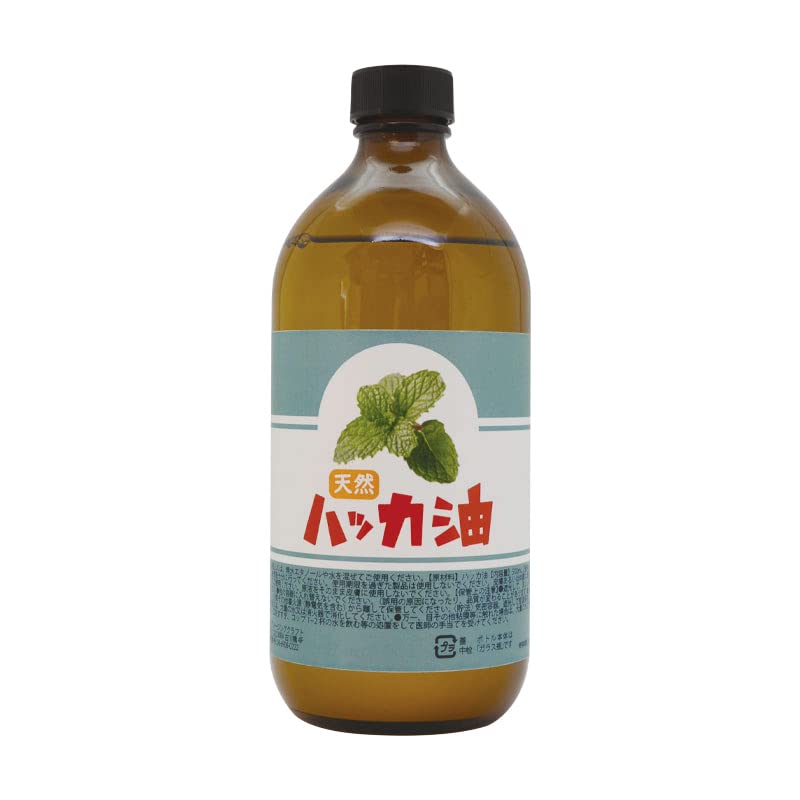迅速発送 日本製 天然ハッカ油(ハッカオイル) お徳用500ml 中栓付き