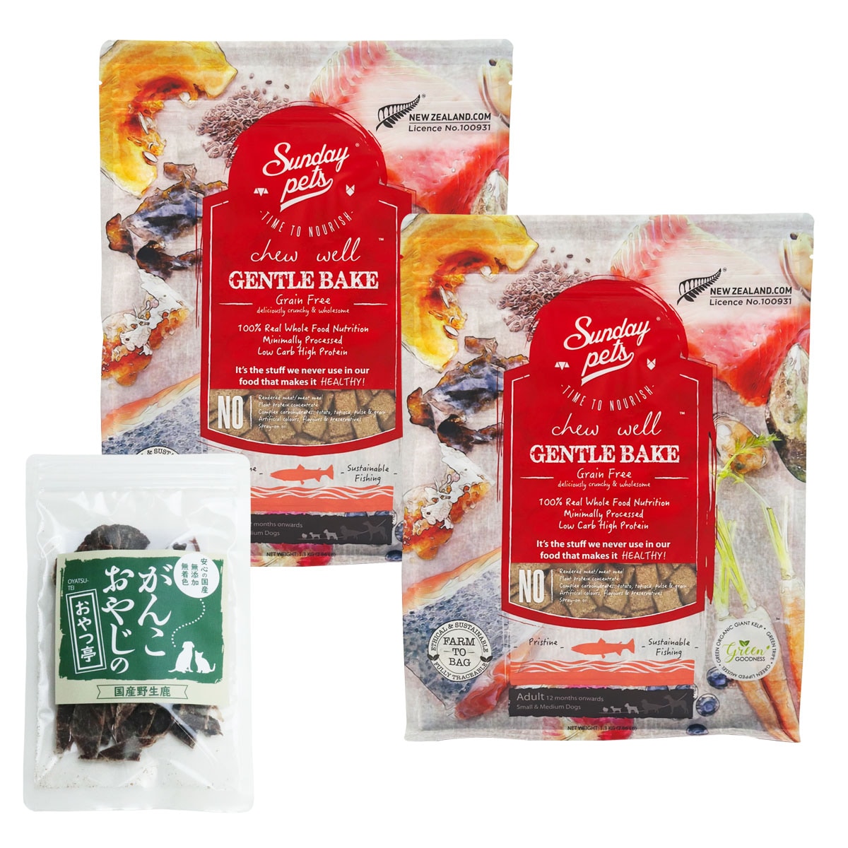 ドッグフード ジェントルベイク グレインフリー キングサーモンウィズトライプ 1.3kg 2袋 【国産鹿肉ジャーキー(お試しサイズ)付き】