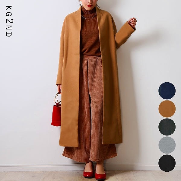 送料無料ノーカラービッグロングコート大きいサイズ レディース ロング ジャケット アウター 上着 ハンガー ロング丈 秋冬 coat