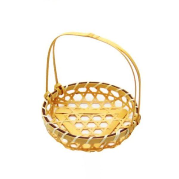 竹資材 竹かご 竹かご 百合竹手付 白 (小) 神堂 10枚