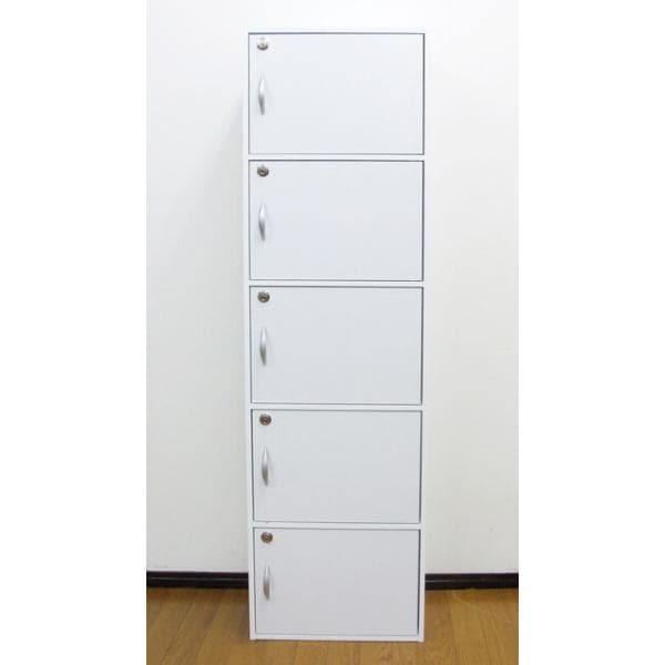 棚 カラーボックス ラック 鍵 扉付き 木製 白 おしゃれ ロッカー キャビネット コンパクト シンプル 5段 省スペース ホワイト