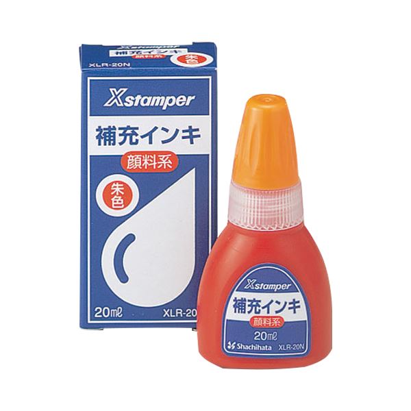 (まとめ) シヤチハタ Xスタンパー 補充インキ 顔料系全般用 20ml 朱色 XLR-20N 1個 (×10セット)