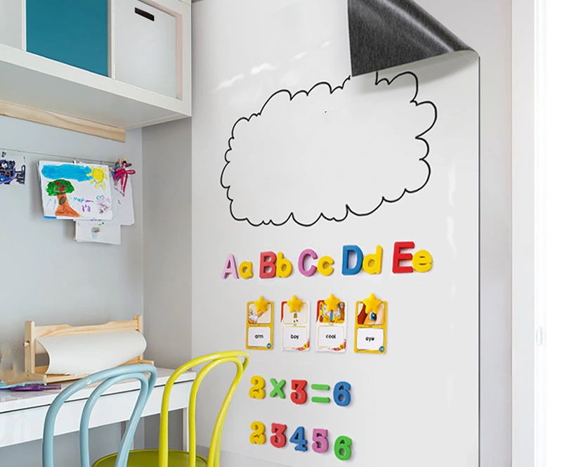 貼って剥がせる ホワイトボードシート マグネット付き 幅60cm x長さ0cm 薄型ボード マグネット シート 落書き DIY 枠なし 大判 壁紙 お絵かき 子供部屋 会議室 オフィス メモ 店