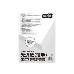 (まとめ) TANOSEE カラーレーザープリンター用 光沢紙 薄手 A4 1冊(100枚) (×10セット)