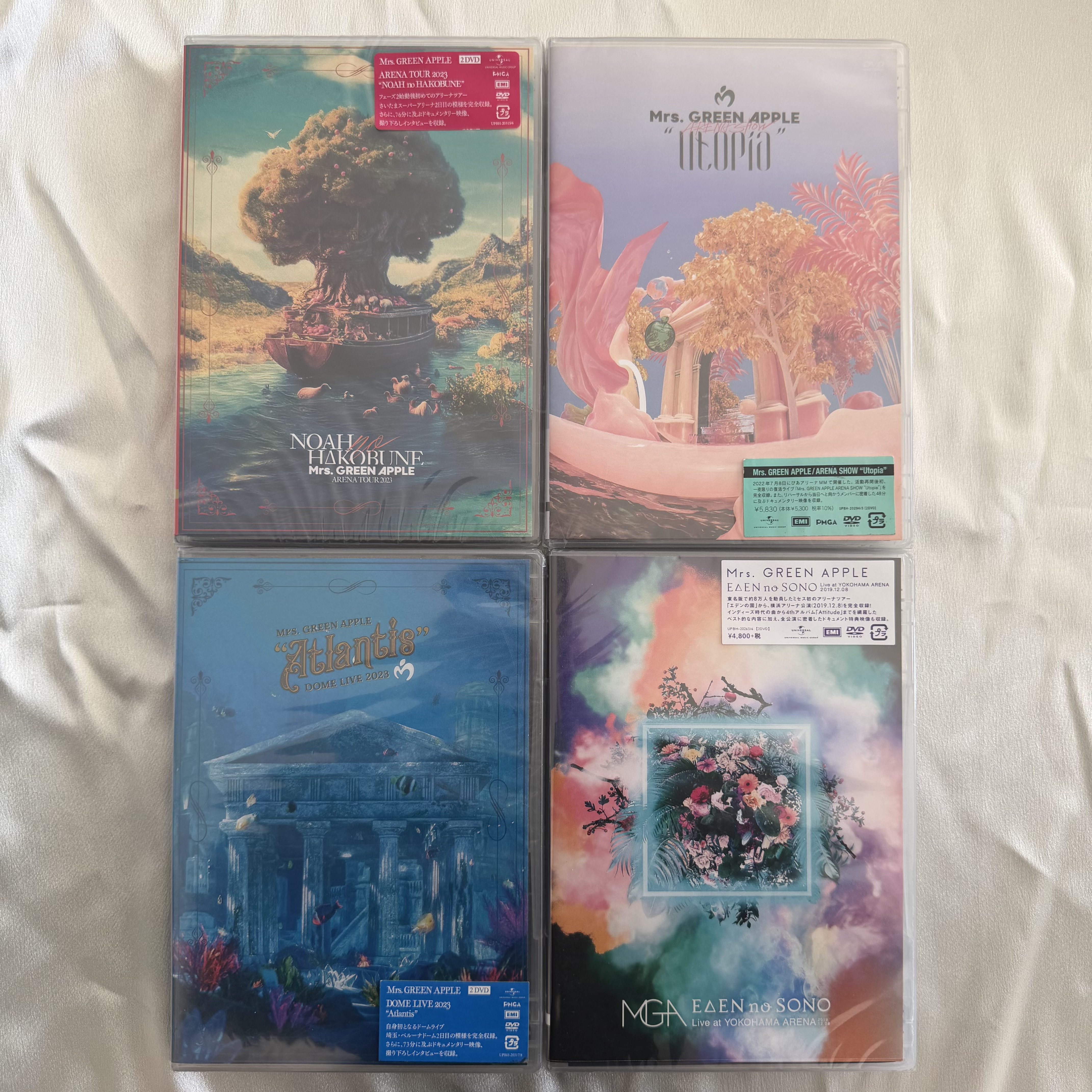 Mrs. GREEN APPLE 『Utopia』 『Atlantis』 『NOAH no HAKOBUNE』 『EDEN no SONO』 DVD / Blu-ray 4枚