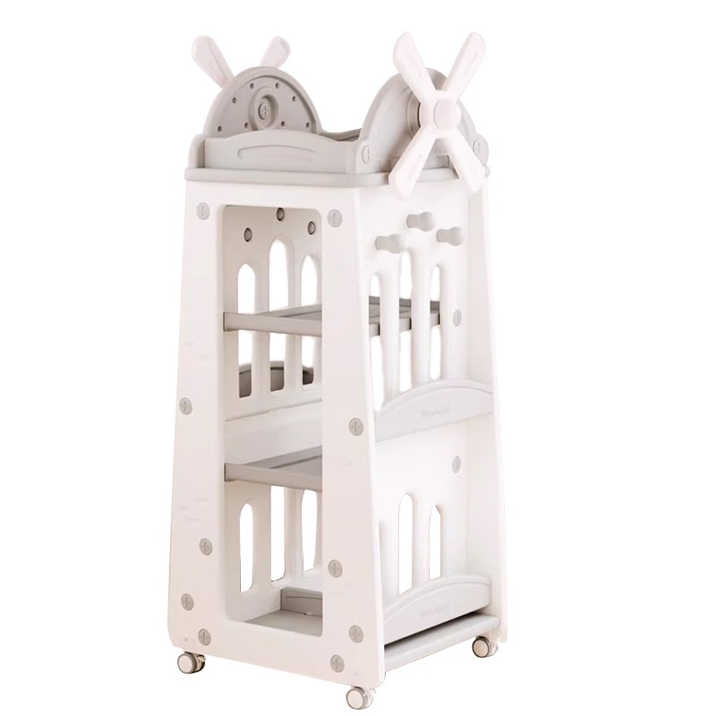 【送.料.無.料！】【国内発送】風車型 おもちゃ収納 大容量 キッズ 収納ラック 3段 キャスター付き 360回転可能 子供　クリスマスプレゼント