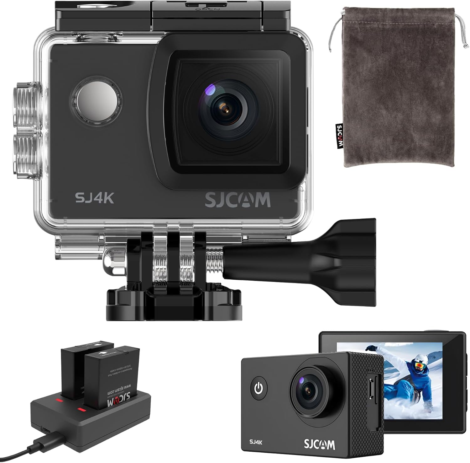 アクションカメラ 4K画質 40MP写真 手ブレ補正 wifi搭載 170広角 5Xズーム 40M防水水中カメラ WDR機能 2*バッテリー 持ち時間120分 軽量 持ち便利 防水ケース付属 豊富な