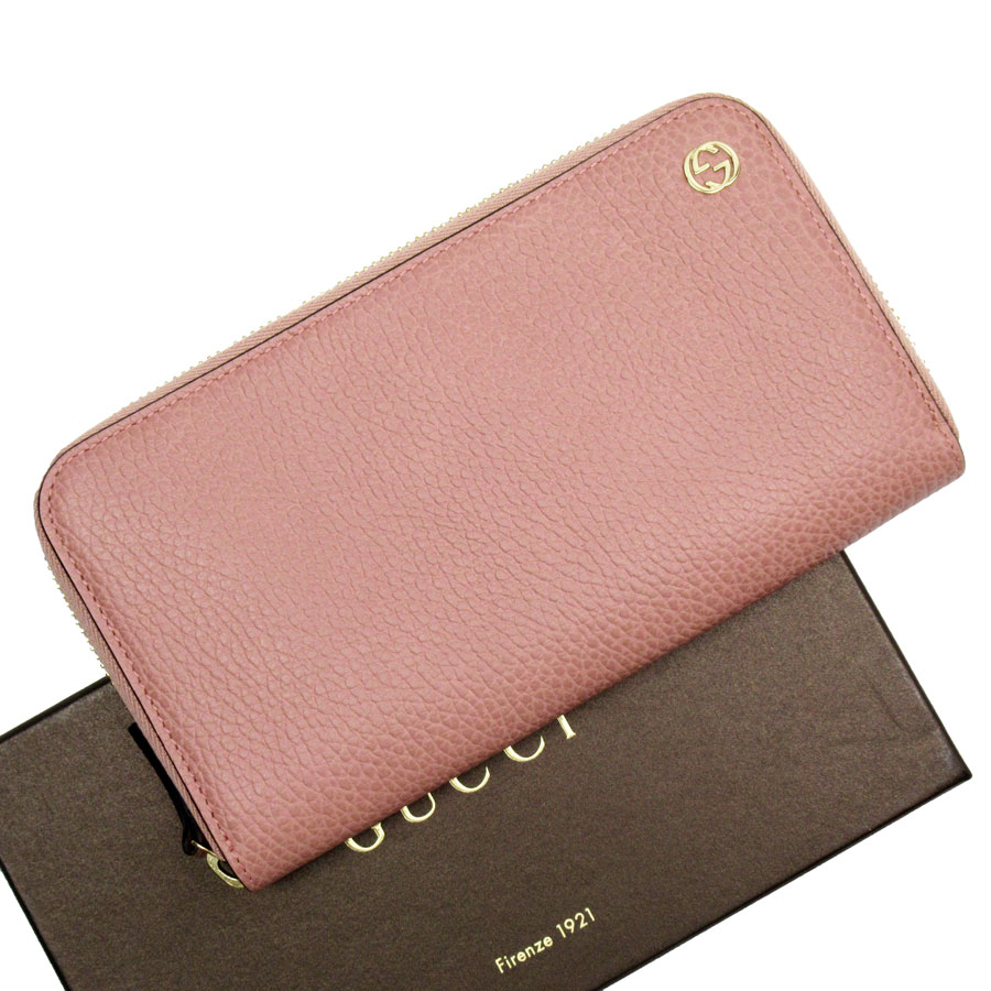 グッチ GUCCI ラウンドファスナー長財布 レザー ピンク ユニセックス 449347 t19272g