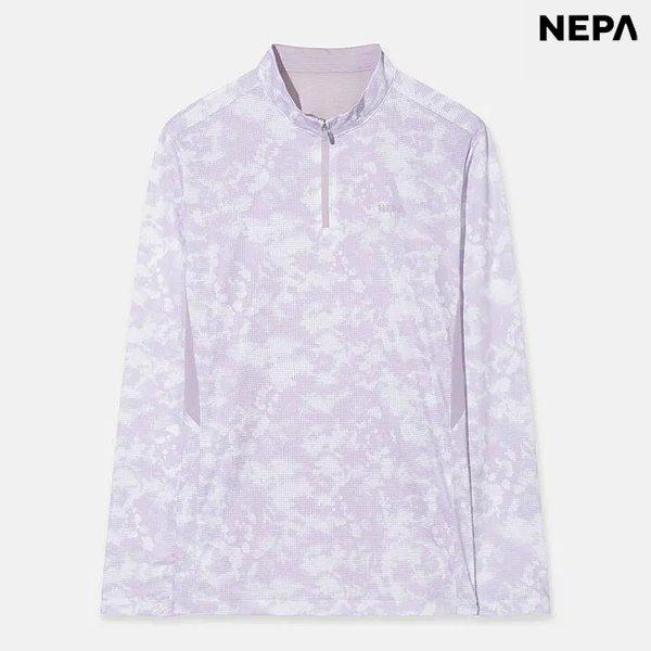女性パターンアイス長袖ジップアップTシャツ（7M45414-N19）