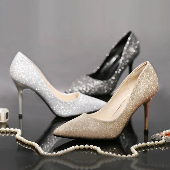 最新の製品 パーティーシューズ パンプス シューズ レディース パーティー ハイヒール パンプス グリッター ブラック ゴールド シルバー 7cmヒール 9cmヒール 華やか エレガント セレブ 10