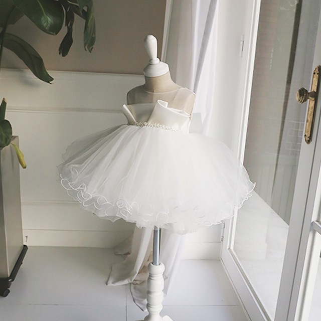 ドレス　キッズ　ベビー　女の子ドレス　フォーマルドレス　ワンピース　七五三　白　80cm-160cm　8368