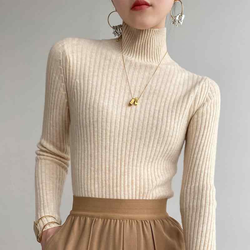 ファッション 服 オシャレ カワイイ シンプル 大カワイイ サイズ 婦服 秋 タートルネックセーター ニット トップス タイト インナー 韓国 スタイル スリム レイヤリング セーター