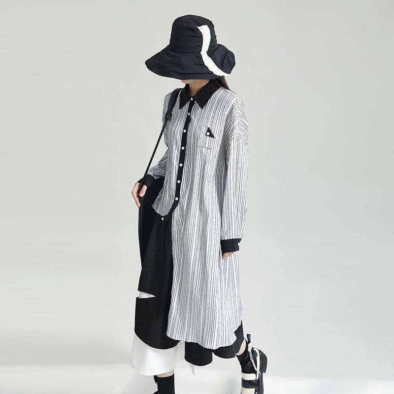 【J.Fashion】 ロングブラウス 不規則 レディース シャツ 関連商品は店で購入可能