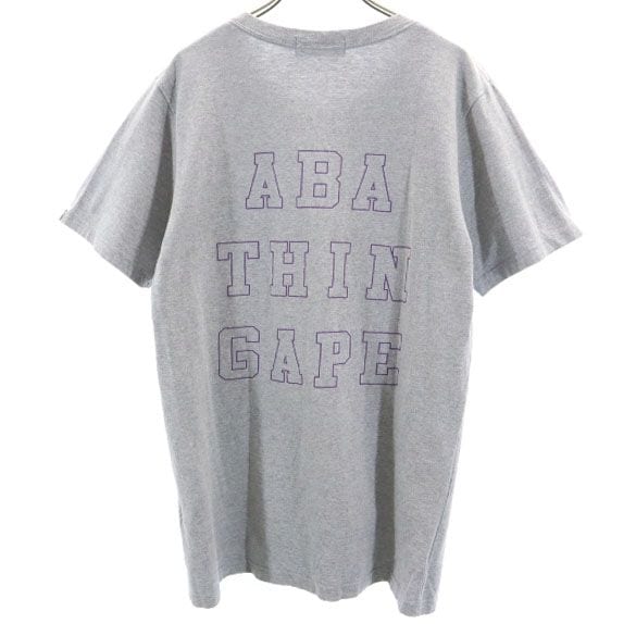 日本製 バックプリント 半袖 Tシャツ M グレー系 メンズ