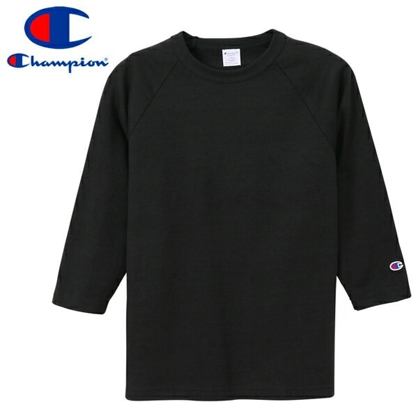 CHAMPION T-1011 RAGLAN 3/4 SLEEVE BLACK 【MADE IN U.S.A.】 【追跡可能メール便日時指定不可】