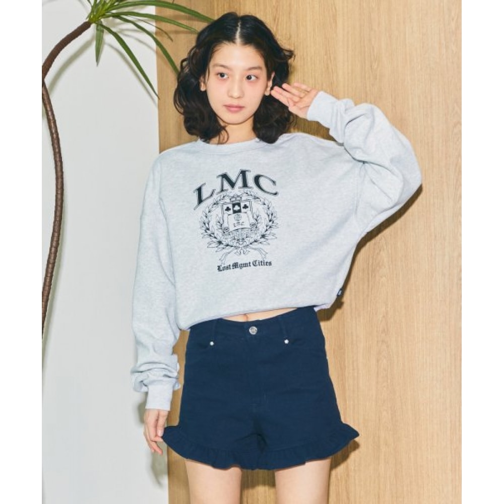 LMC WM カレッジクロップドセーターライトヘザーグレー