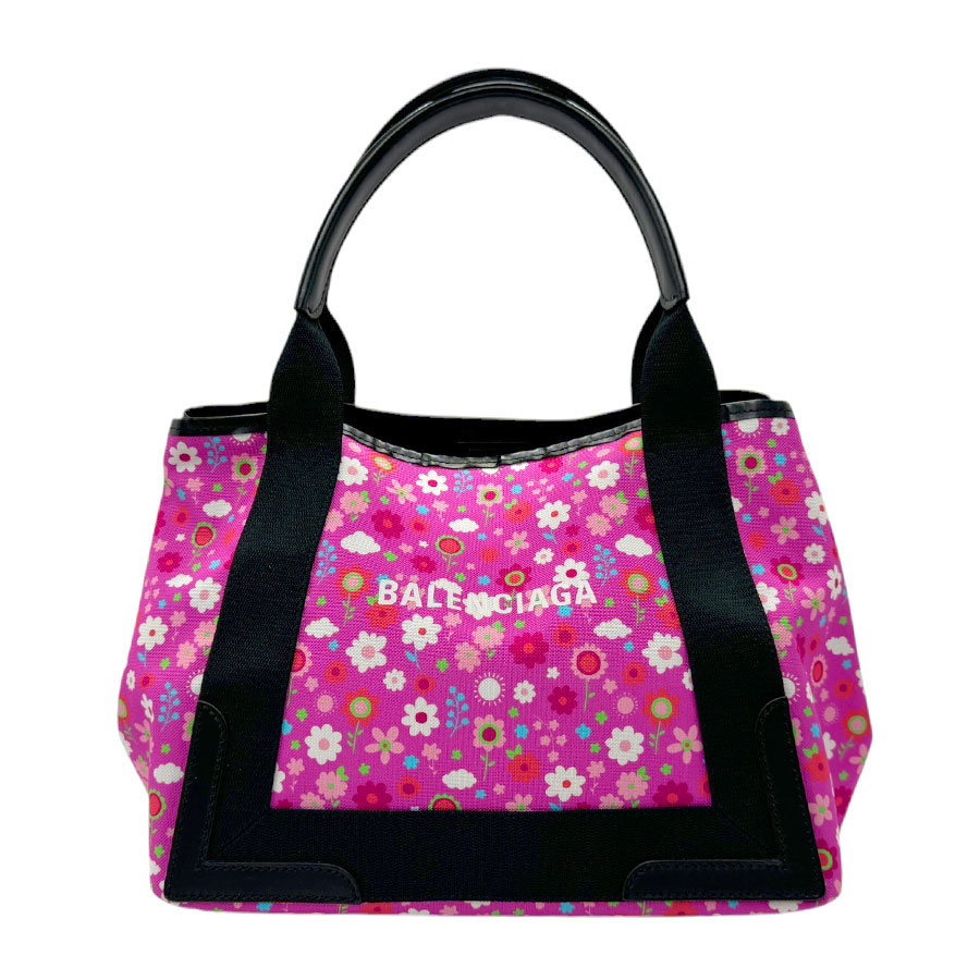 バレンシアガ BALENCIAGA ハンドバッグ ネイビーカバスXS キャンバス ピンク×ブラック レディース 339933 z2775