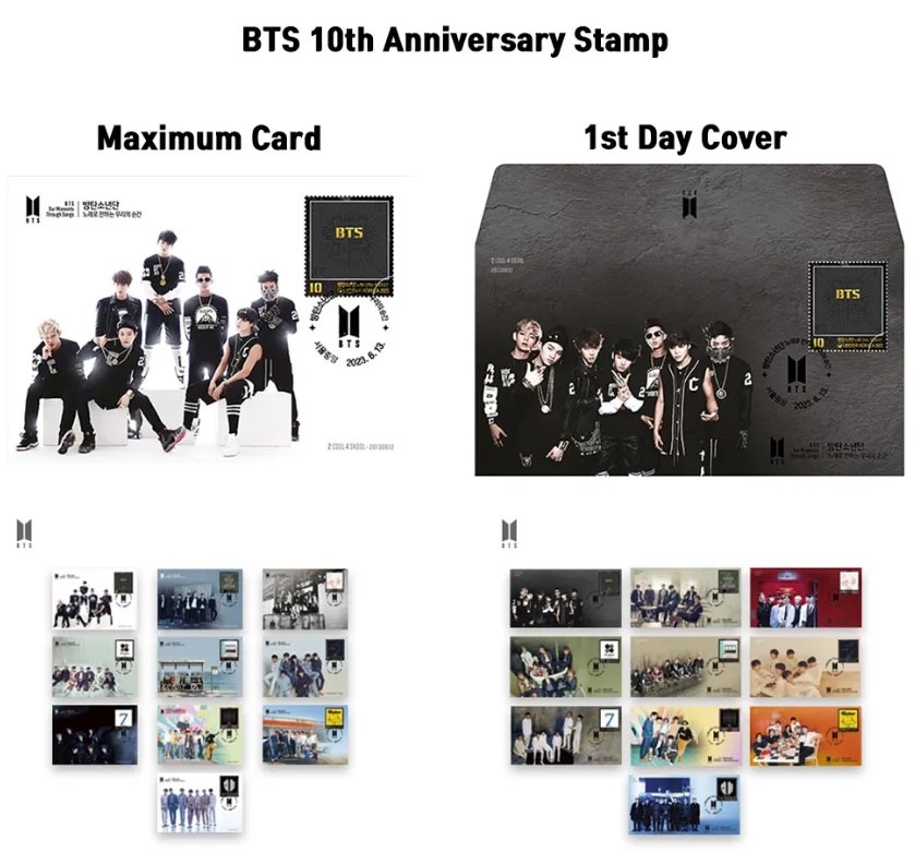 BTS [バンタン] 10周年記念(初日封筒) 初日カバー スタンプ印 記念封筒/封筒セット[10枚] /葉書セット[10枚] [BTS 10th Anniversary] 7,680円