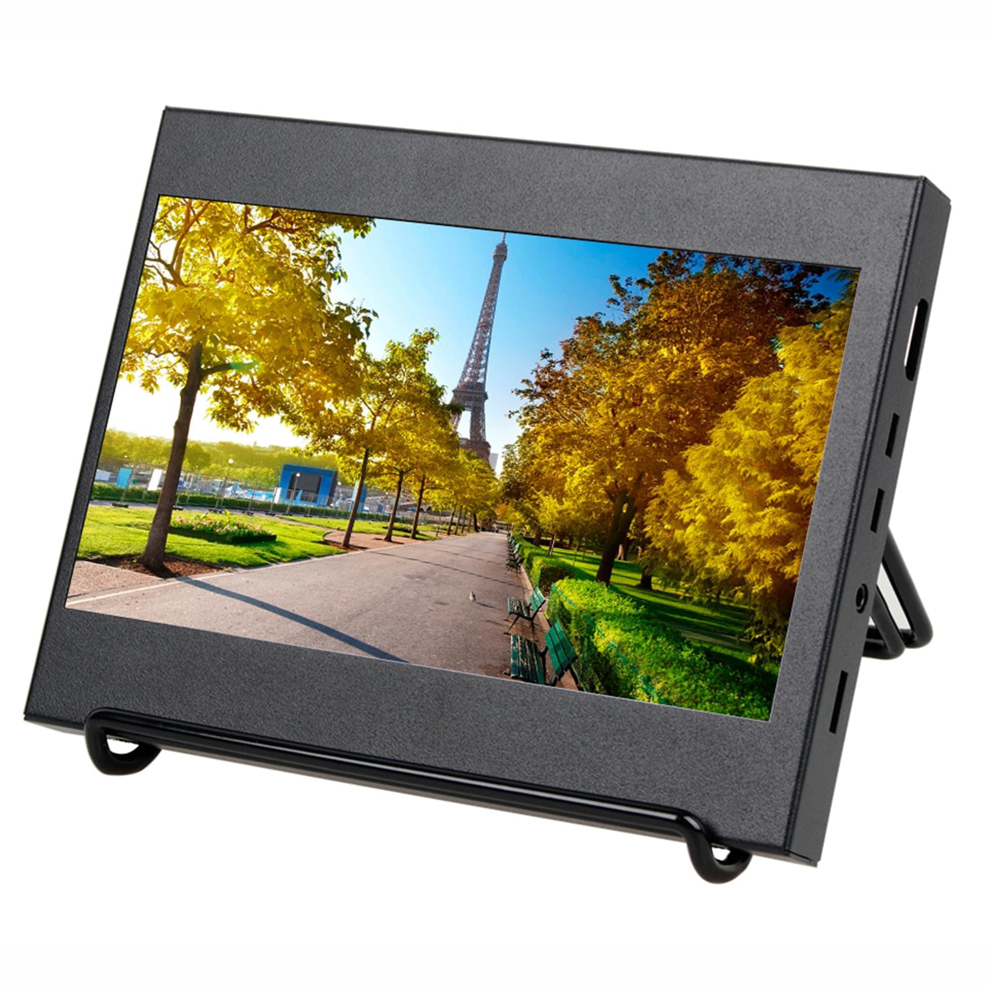 KIMOCA 7インチ モバイルモニター ポータブルディスプレイ モバイルバッテリー給電可能 HD 小型 1024 x 600P 内蔵スピーカー 監視モニター HDMI VGA ミニ 車載 PC ラッ