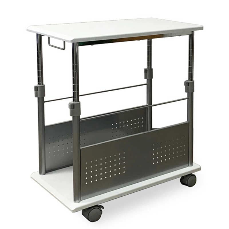 レメックスジャパン　上下昇降パソコンワゴン CPUワゴン L字デスク (上下昇降51～80cm)(W35xD60xH51～80cm)MDF集成材 白木目 REMEX　PJC-7201-WH