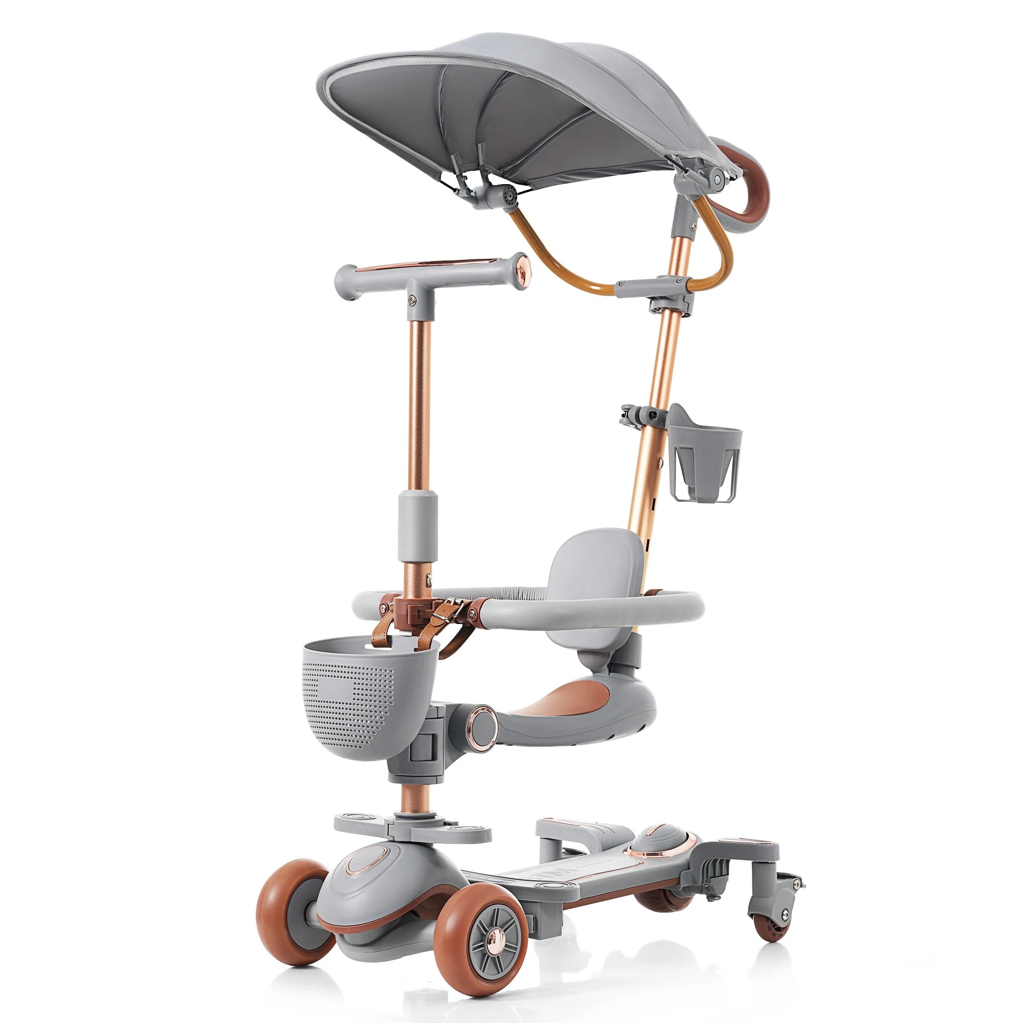 【本日限り激安SALE】キックボード 折りたたみ キックスクーター grey スクーター 3輪 ライト付き子供 キッズ フットブレーキ 光る 座り 立ち ハンドル 高さ調整 シート4段階 スピーカー付