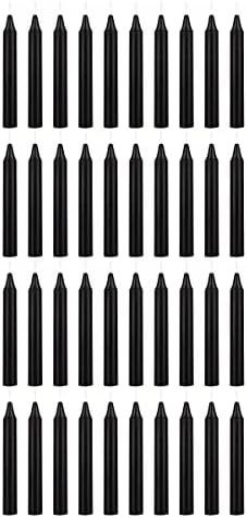 Mega Candles - Unscented 10cm Mini Chime Ritual Spell Taper Candle - Black, Set of 40