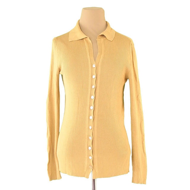 ニット 長袖 リブ 38サイズ ベージュ 中古