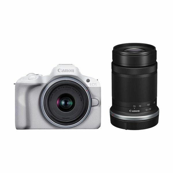 【新品 保証開始済み品】CANON キヤノン カメラ EOS R50 ダブルズームキット ミラーレスカメラ EOSR50WH-WZK ホワイト 79,024円