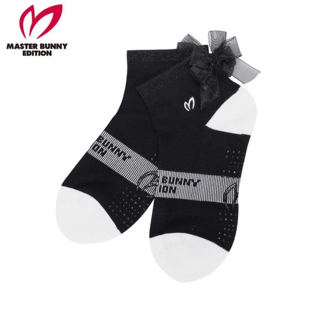 (Master Bunny) レディースノンスリップメタリックヤーンカラーリボンショートソックス