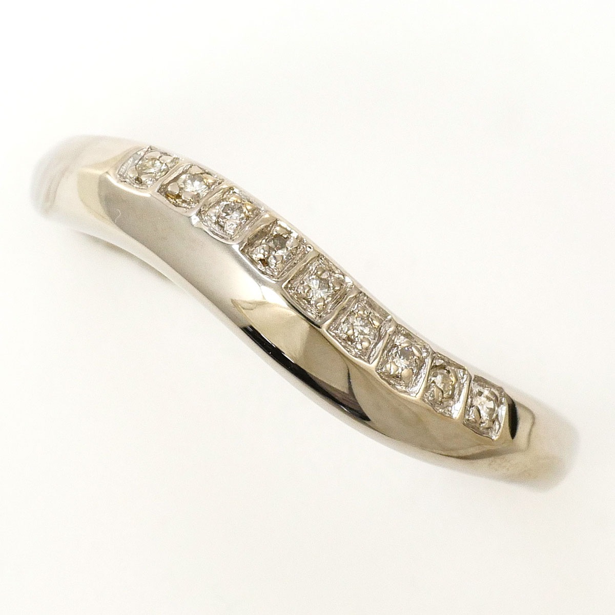 K10 10金 WG ホワイトゴールド リング・指輪 12号 ダイヤモンド（ct刻印なし） 総重量約2.2g 中古