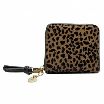 DAICO Pisoraro（ピソラロ） ハラコ ラウンド二つ折りミニウォレット LEOPARD-BR PR242
