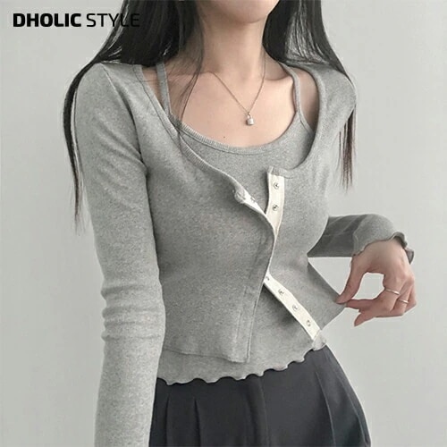 フライフロントカーディガン&メロウキャミソールSET・p628483