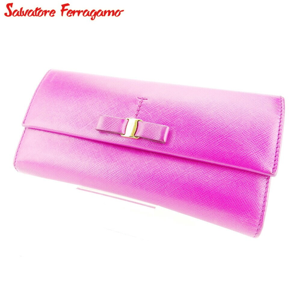 長財布 ファスナー付き 三つ折り 財布 ヴァラリボン パープル ゴールド 中古 24,492円