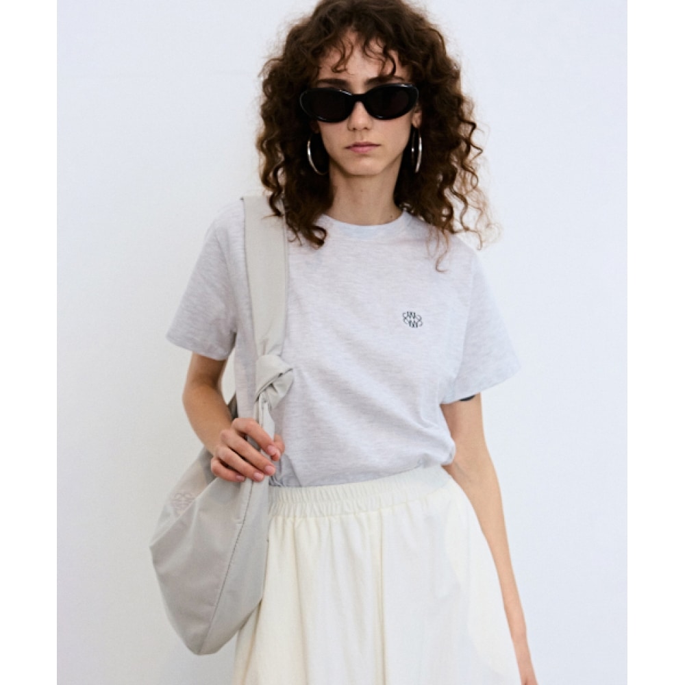 ニック&ニコールニコールエッセンシャルロゴハーフトップ_メランジ