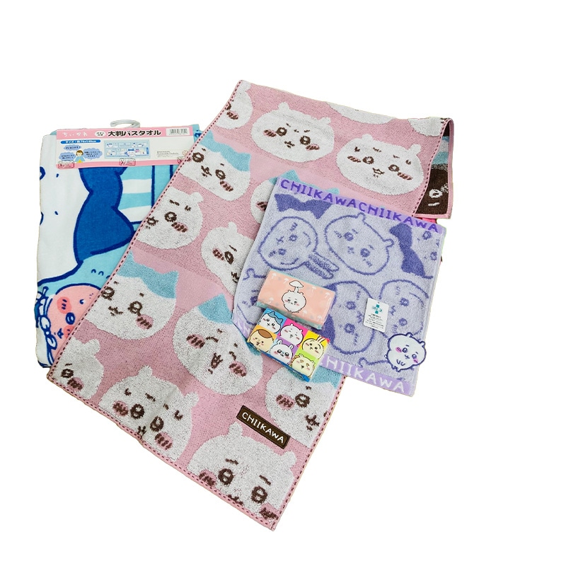 タオル福袋 ちいかわ タオル キャラクター 福袋 フェイスタオル ハンカチ シャーリング キャラクター かわいい 子供 タオル ピンク ブルー グリーン
