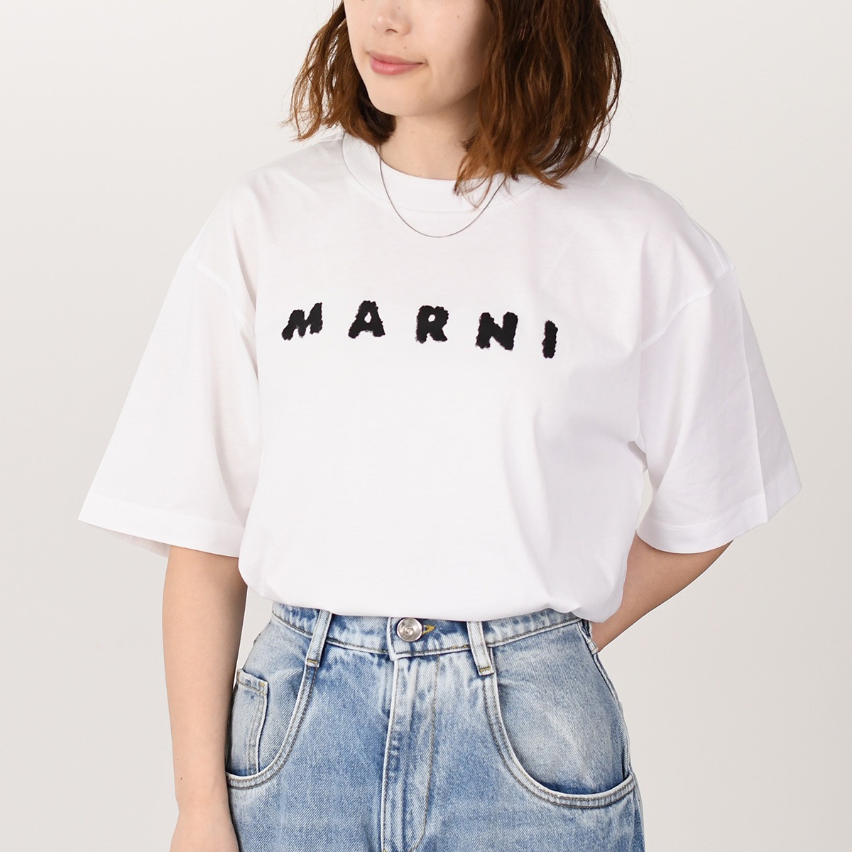 トップス Tシャツ スクリブルロゴ オーバーサイズ ジャージー THJET49P13USCX42 レディース ホワイト コットン ロゴT 半袖 春 夏