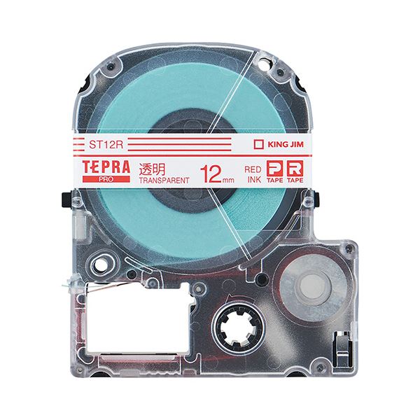 (まとめ) キングジム テプラ PRO テープカートリッジ 12mm 透明／赤文字 ST12R 1個 (10セット)