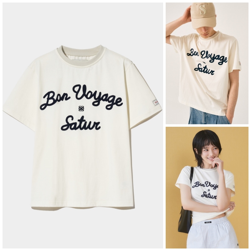 【SATUR】 SATUR LOGO VOYAGE T-SHIRTS : RESORT IVORY