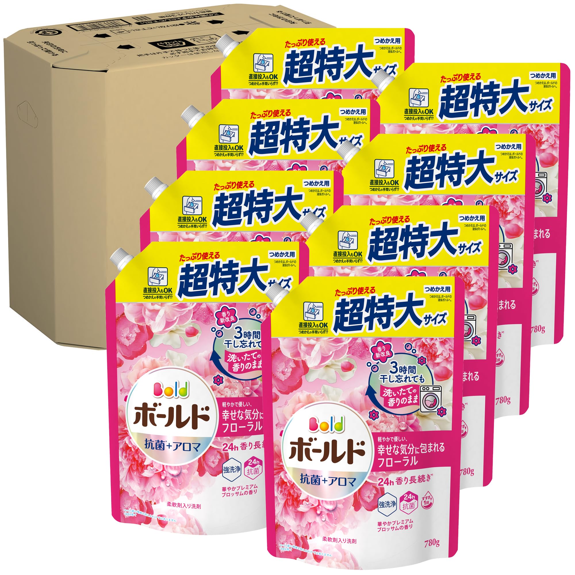 ボールド 洗濯洗剤 液体 プレミアムブロッサム 詰め替え 780g×8袋 【Amazon.co.jp 限定】[ケース販売]