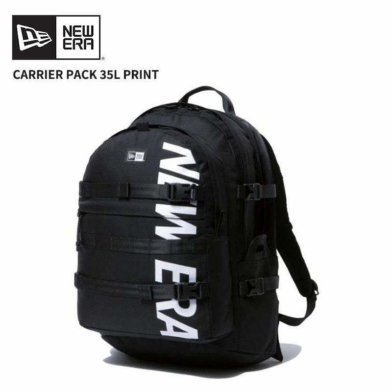 ニューエラ リュック バックパック NEW ERA キャリアパック 35L プリントロゴ ブラック × ホワイト 14521347
