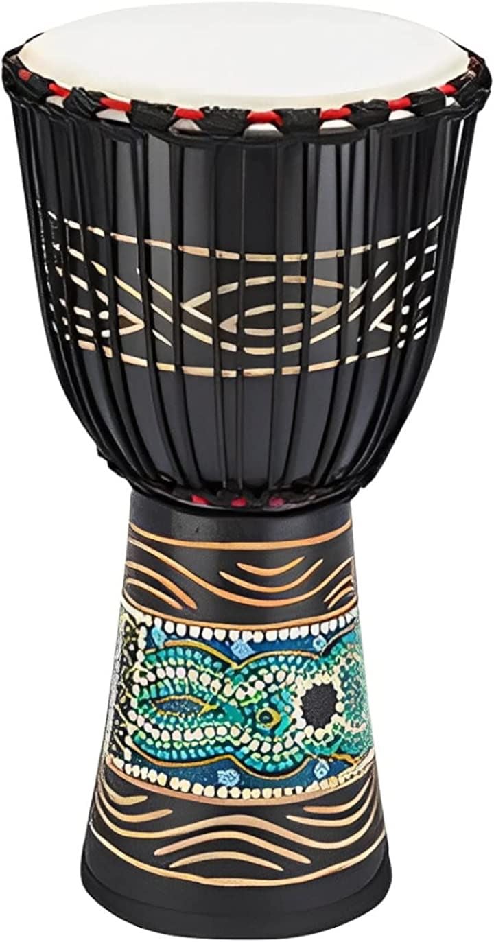 ジャンベ 大 8インチ 楽器 太鼓 民族楽器 ハンドドラム パーカッション ブラック 装飾 直径20cm 高さ40cm (ブラック(装飾) 直径20cm，高さ40cm)