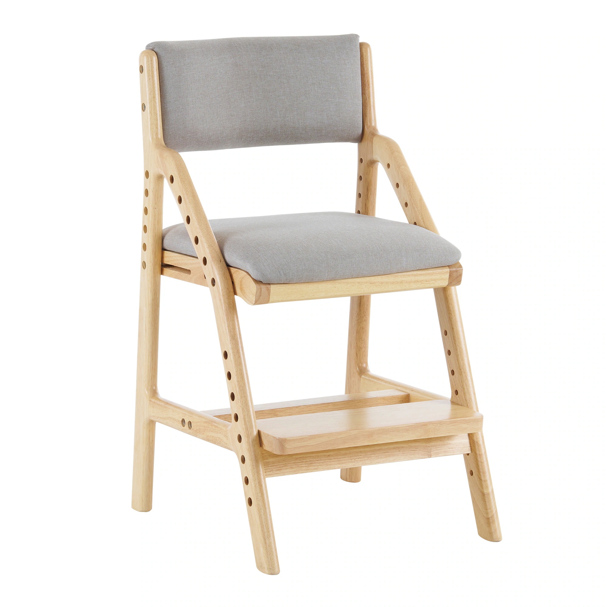 361ライトブラウン 学習チェア 学習椅子 木製 姿勢 子供 キッズチェア ハイチェア ダイニングチェア 椅子 高さ調整 シンプル コンパクト 組立て 板座 足置き