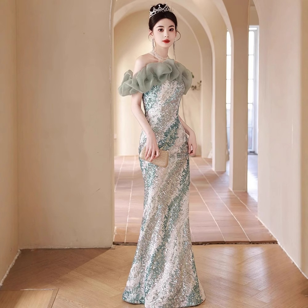 フレンチ マーメイド イブニングドレス パーティー ラメ 高級感 司会者